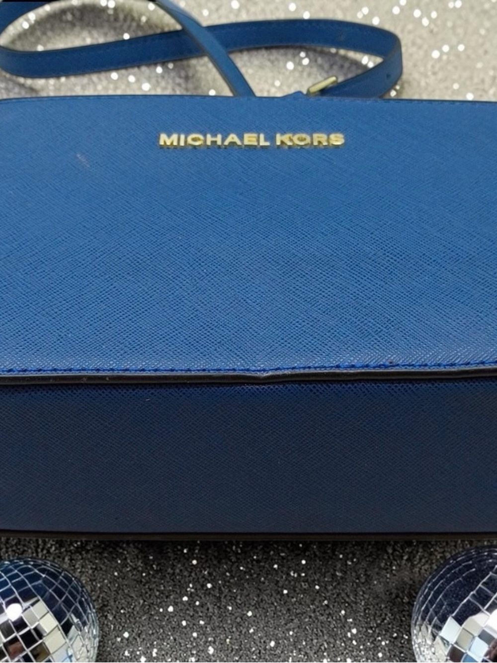 Michael Kors Jet Set Travel East West Crossbody Royal Blue Saffiano Leather - Picture 4 of 6